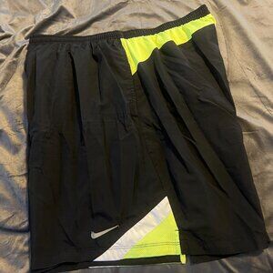 Nike Dri-Fit Athletic Shorts Black and Green XXL